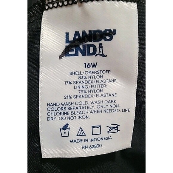 Swim Top Black 16W V-Neck Wrap Front Midkini 1X Lands End Solid  S91 - Picture 4 of 4